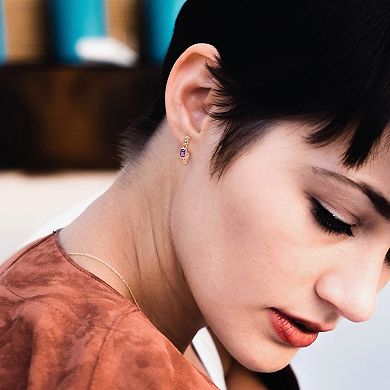 Stella Grace 10k Rose Gold & Amethyst Link C-Hoop Earrings