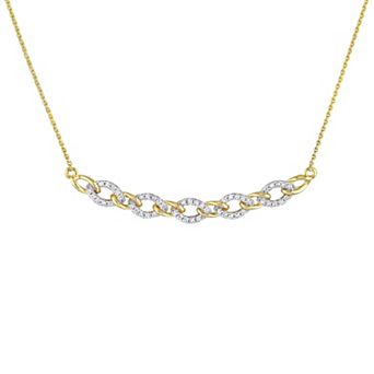 Stella Grace 10k Gold 1/6 Carat T.W. Diamond Oval Link Necklace