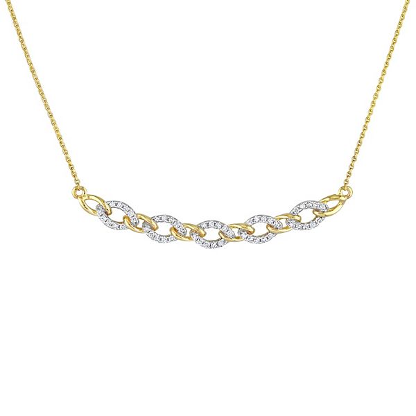 Stella Grace 10k Gold 1/6 Carat T.W. Diamond Oval Link Necklace