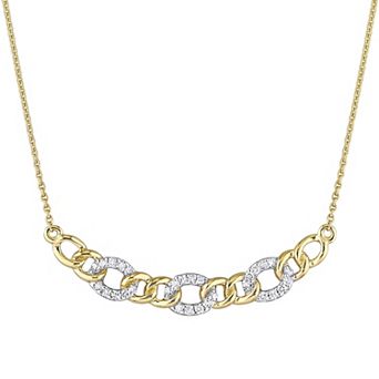 Stella Grace 10k Gold 1/10 Carat T.W. Diamond Oval Link Necklace