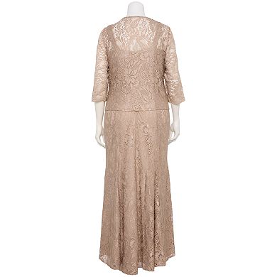 Plus Size Le Bos Stretch Lace Jacket & Embellished Evening Dress Set