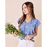 Women's Sonoma Goods For Life® x Lauren Lane Short Flutter Sleeve Peasant Top