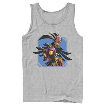 Men's Legend of Zelda Skull Kid Peers Down Blue Tank Top