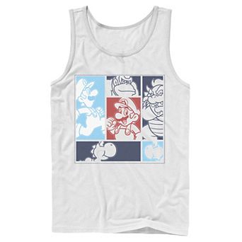Men's Super Mario Group Shot Portrait Outline Panels Tank Top