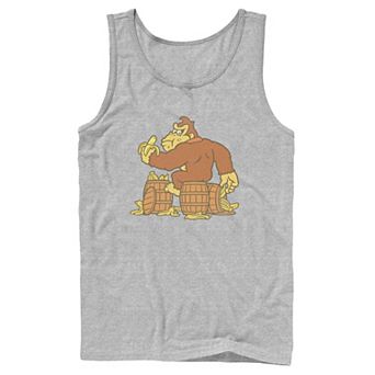 Men's Donkey Kong Eating Bananas On Barrel Tank Top