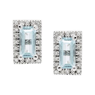 The Regal Collection 14k White Gold Aquamarine & Diamond Accent Earrings