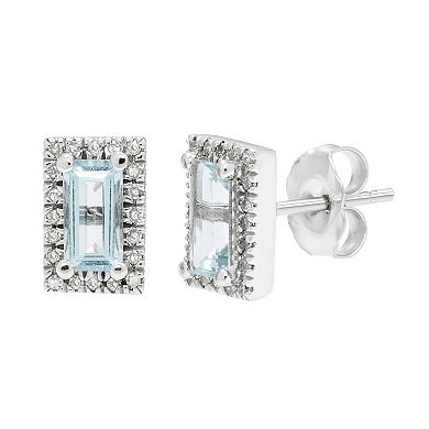 The Regal Collection 14k White Gold Aquamarine & Diamond Accent Earrings