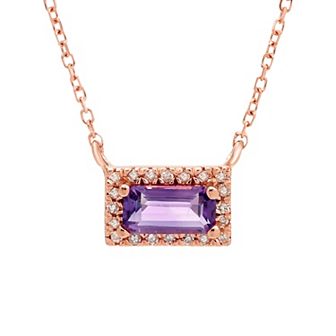 The Regal Collection 14k Rose Gold Amethyst & Diamond Accent Necklace