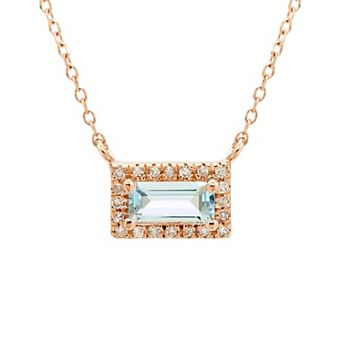 The Regal Collection 14k Rose Gold Aquamarine & Diamond Accent Necklace