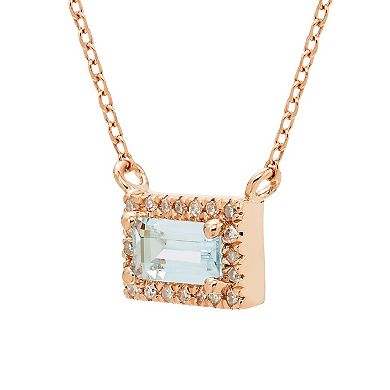 The Regal Collection 14k Rose Gold Aquamarine & Diamond Accent Necklace
