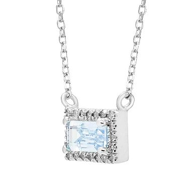 The Regal Collection 14k White Gold Aquamarine & Diamond Accent Necklace