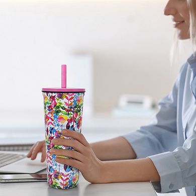 Wellness 24-oz. Double-Wall Stainless Steel Tumbler with Straw