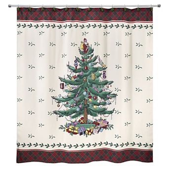 Spode Christmas Tree Tartan Shower Curtain