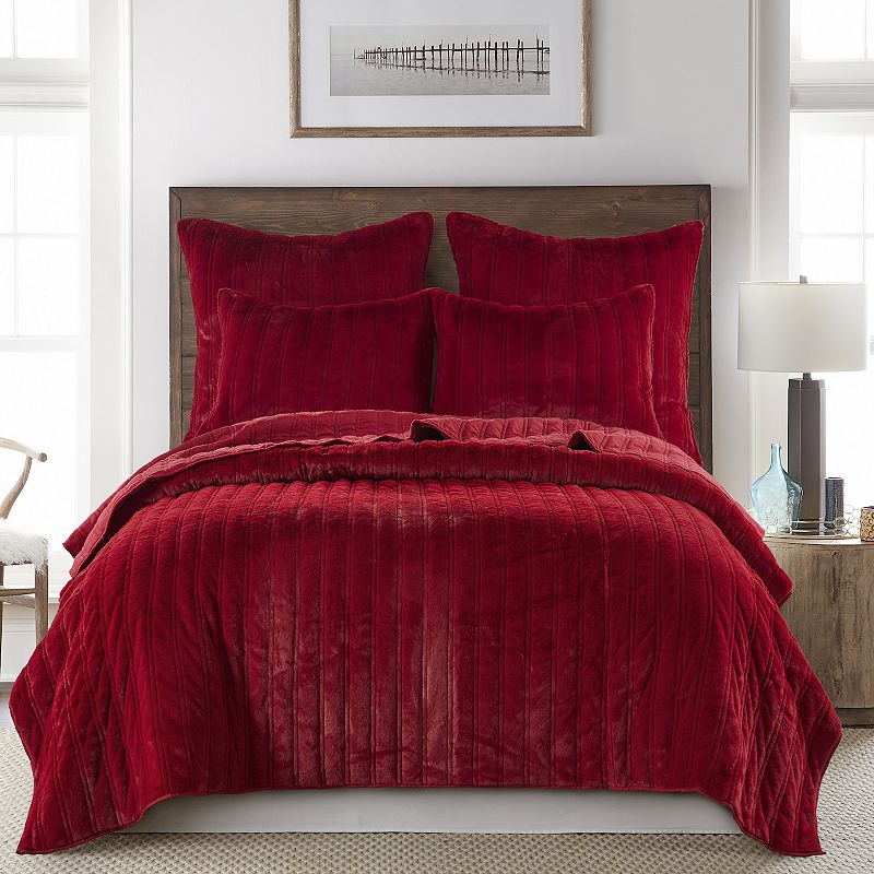 64222995 Levtex Home BH Faux Fur Quilt or Sham, Red, King sku 64222995