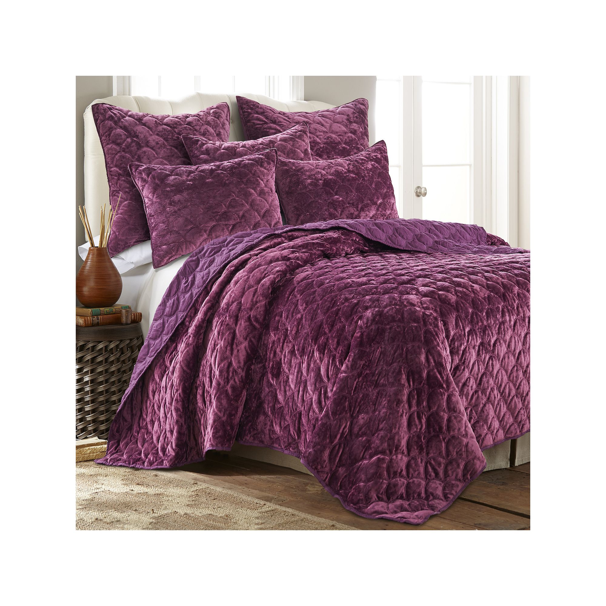 Levtex Home BH Ellora Plum Velvet Quilt or Sham, Purple