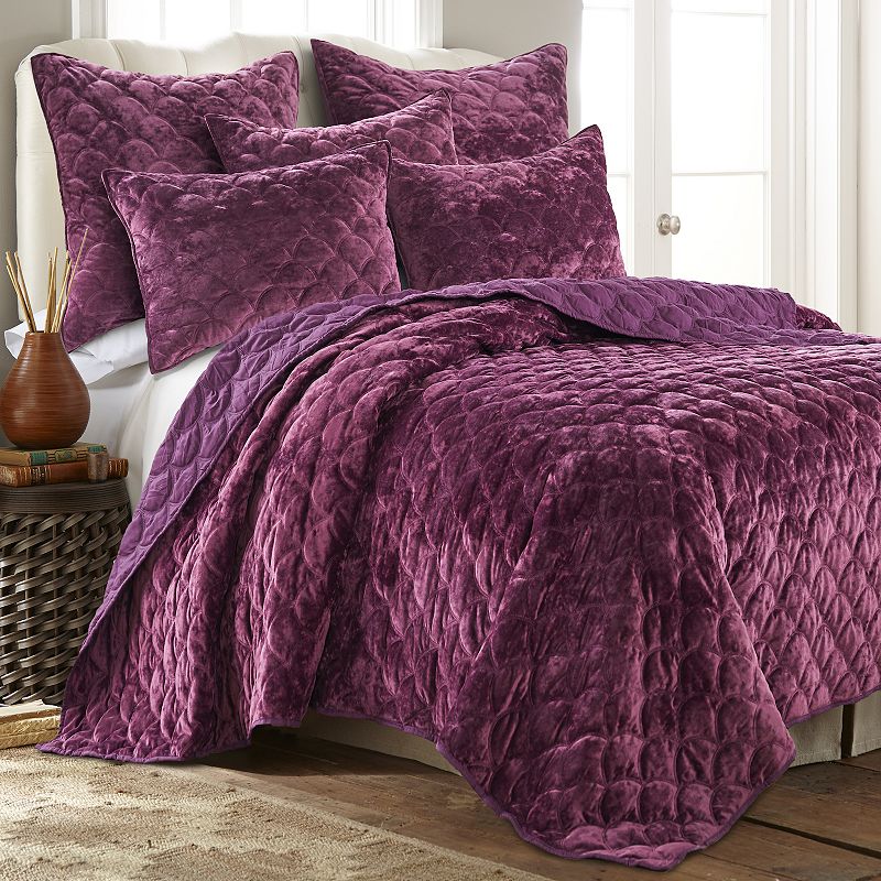 Levtex Home BH Ellora Plum Velvet Quilt, Purple, King