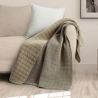 Levtex Home Mills Waffle Cream Quilted Throw