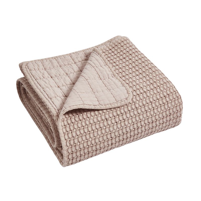 Levtex Home Mills Waffle Cream Quilted Throw, Beig/Green