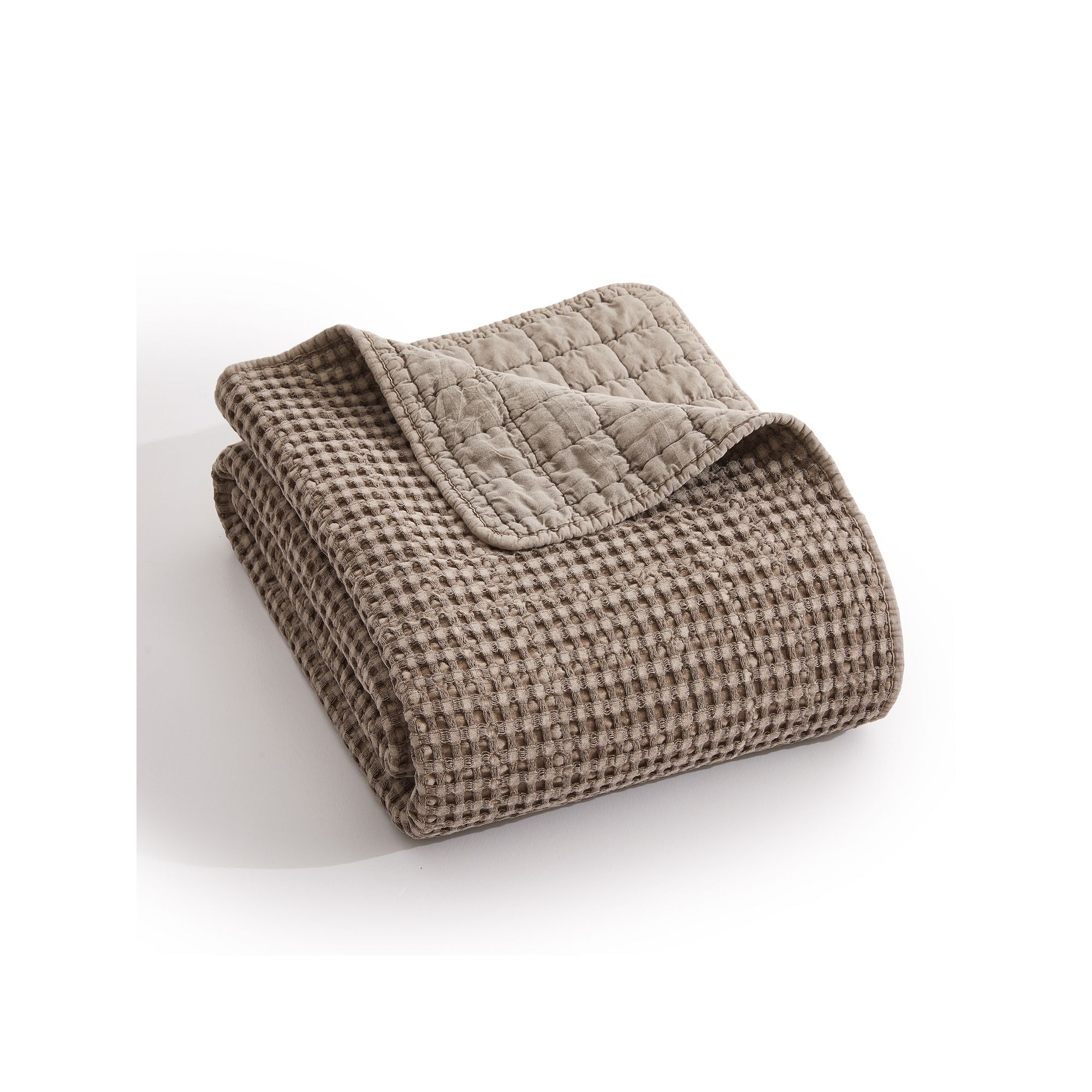 Levtex Home Mills Waffle Cream Quilted Throw, Brown