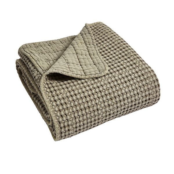 Levtex Home Mills Waffle Cream Quilted Throw
