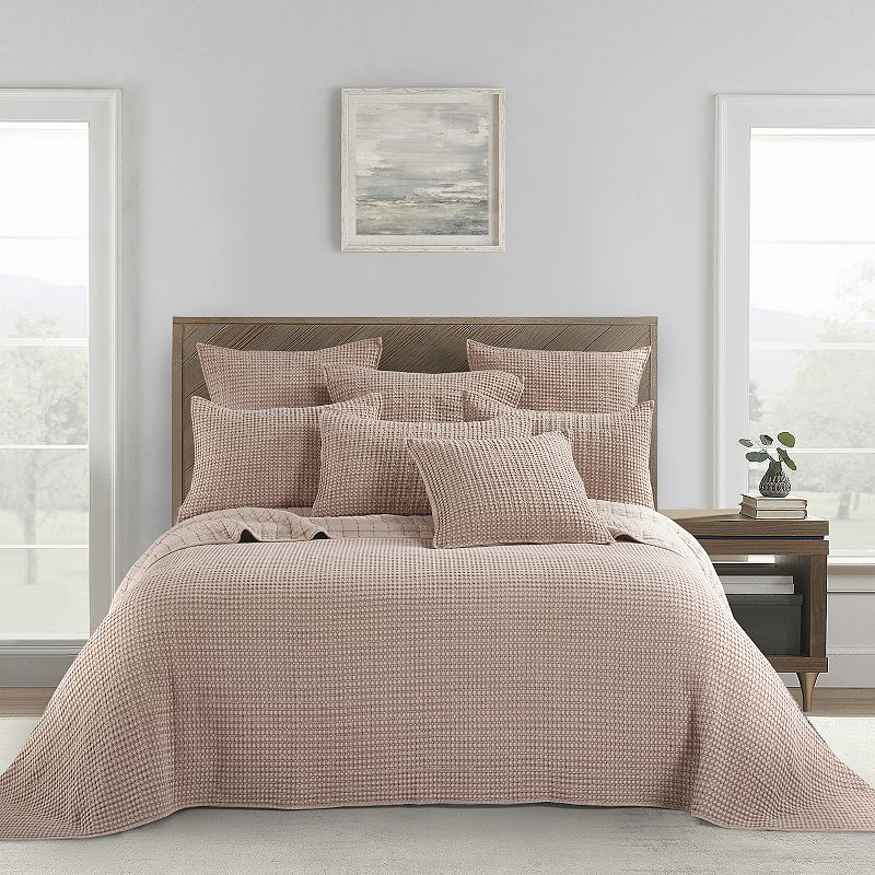Levtex Home Mills Waffle Cream Bedspread Set with Shams, Pink, Full