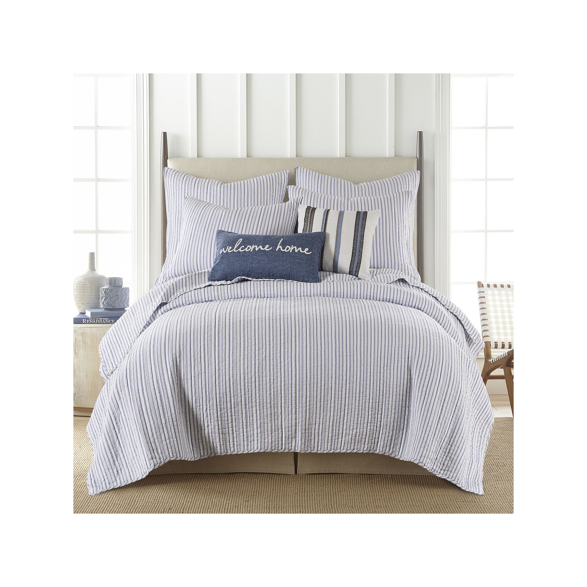 Levtex Home Tobago Stripe Blue Quilt Set with Shams, Blue Stripe