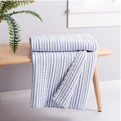Levtex Home Tobago Stripe Blue Quilted Throw