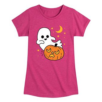 Girls 7-16 Fall Ghost and Pumpkin Graphic Tee