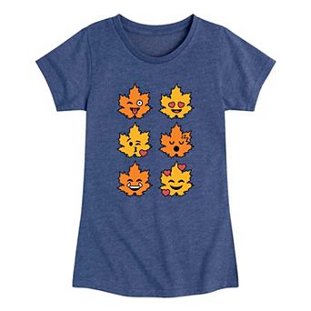 Girls 7-16 Fall Leaves Emoji Graphic Tee