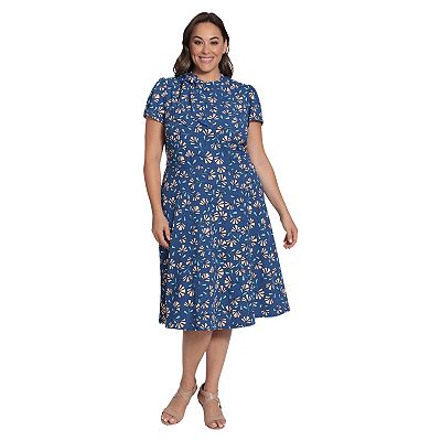 Plus Size Suite 7 Floral Side Tie A Line Dress