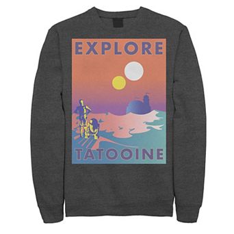 Men's Star Wars Explore Tatooine Faded Retro C-3PO & R2-D2 Poster Sweatshirt