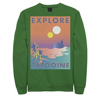 Men's Star Wars Explore Tatooine Faded Retro C-3PO & R2-D2 Poster Sweatshirt