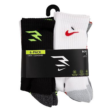 Kids Nike 3BRAND by Russell Wilson 6-Pack Crew Socks
