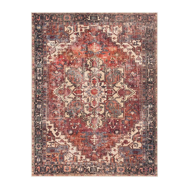 Decor 140 Ansel Traditional Washable Area Rug, Red, 8X10 Ft