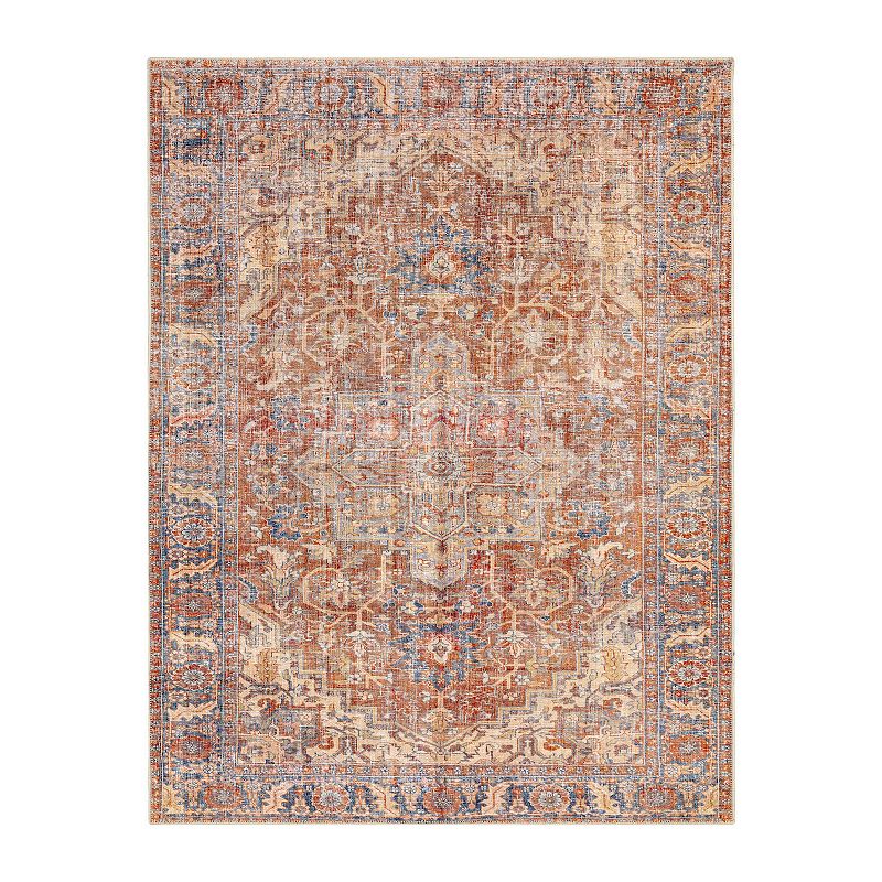 Decor 140 Akola Traditional Washable Area Rug, Orange, 8X10 Ft