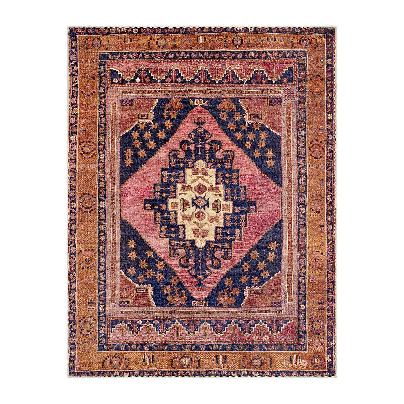 5'3"x7'3", Surya Amelie AML-2347 63x87  Rectangle Chenille Rug in Burnt Orange/Bright Pink