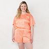 Plus Size LC Lauren Conrad Satin Pajama Top & Pajama Shorts Sleep Set