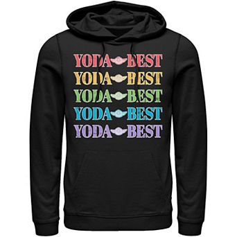 Men's Star Wars Pride Yoda Best Rainbow Text Stack Graphic Hoodie