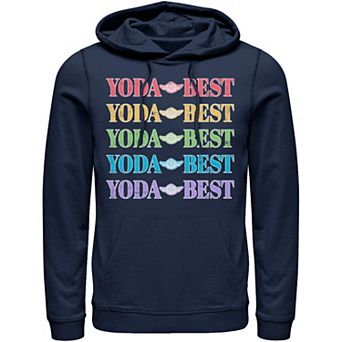 Men's Star Wars Pride Yoda Best Rainbow Text Stack Graphic Hoodie