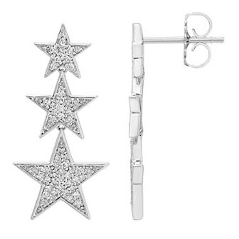 SILVR Sterling Silver & 1/3 ct T.W. Diamond Star Earrings