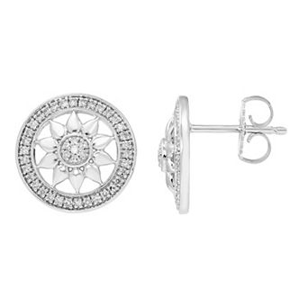 SILVR Sterling Silver & 1/4 ct T.W. Diamond Sunflower Stud Earrings