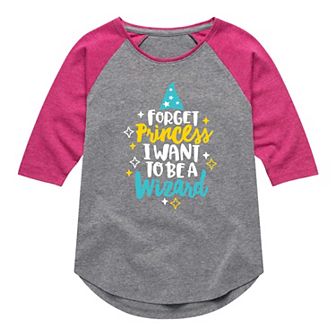 Girls 7-16 Wizard Over Princess Raglan Graphic Tee