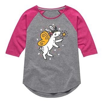 Girls 7-16 Bunny Fairy Raglan Graphic Tee
