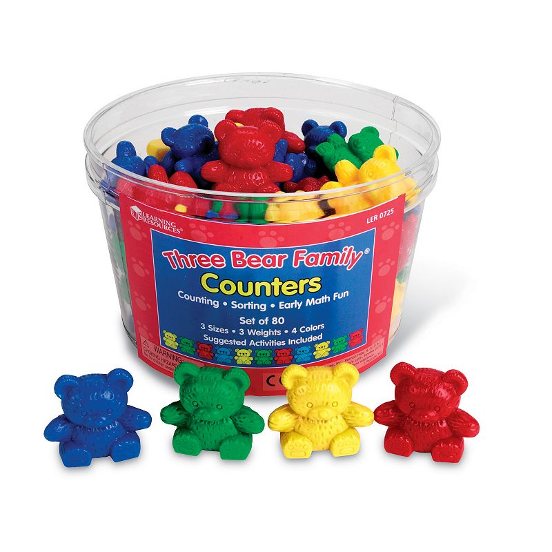 Learning Resources Three Bear Family Counters, Set of 80, Multicolor
