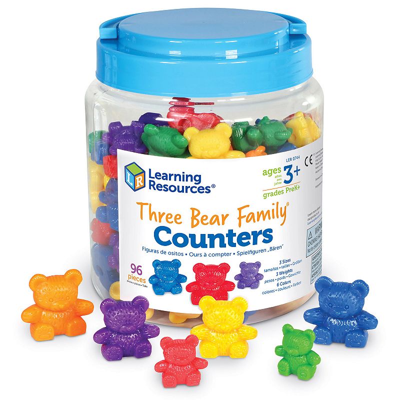 Learning Resources Three Bear Family Rainbow Counters, Set of 96, Multicolo