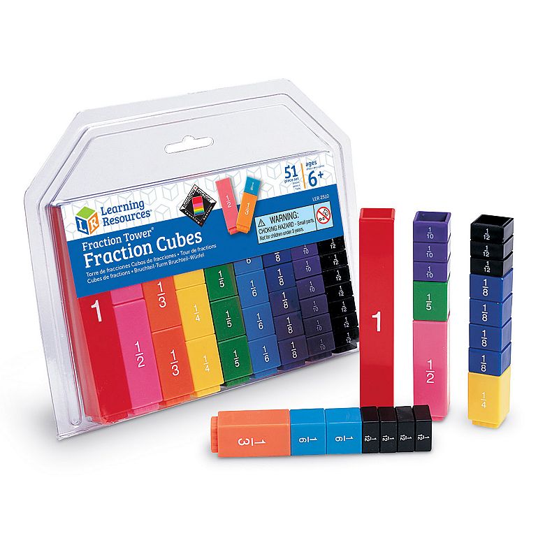 Learning Resources Fraction Tower Fraction Cubes Set, Multicolor
