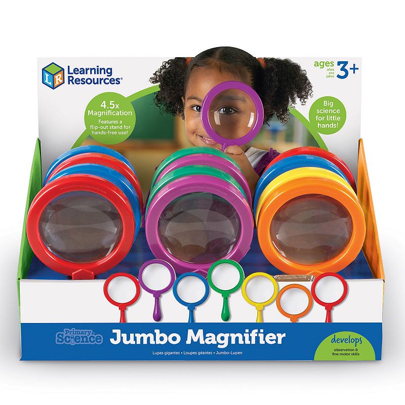 Learning Resources Primary Science Jumbo Magnifiers, Set of 12 in Display (