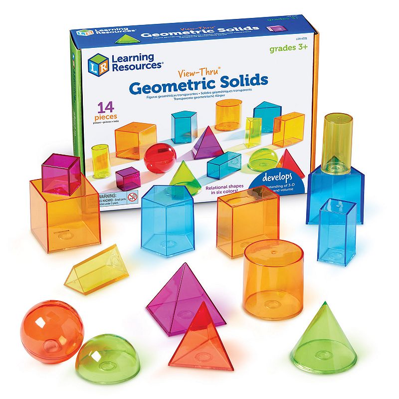 Learning Resources View-Thru Geometric Solids Set, Multicolor