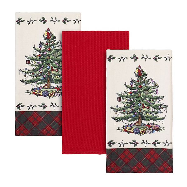 Spode Christmas Tree Tartan Kitchen Towel 3pk.