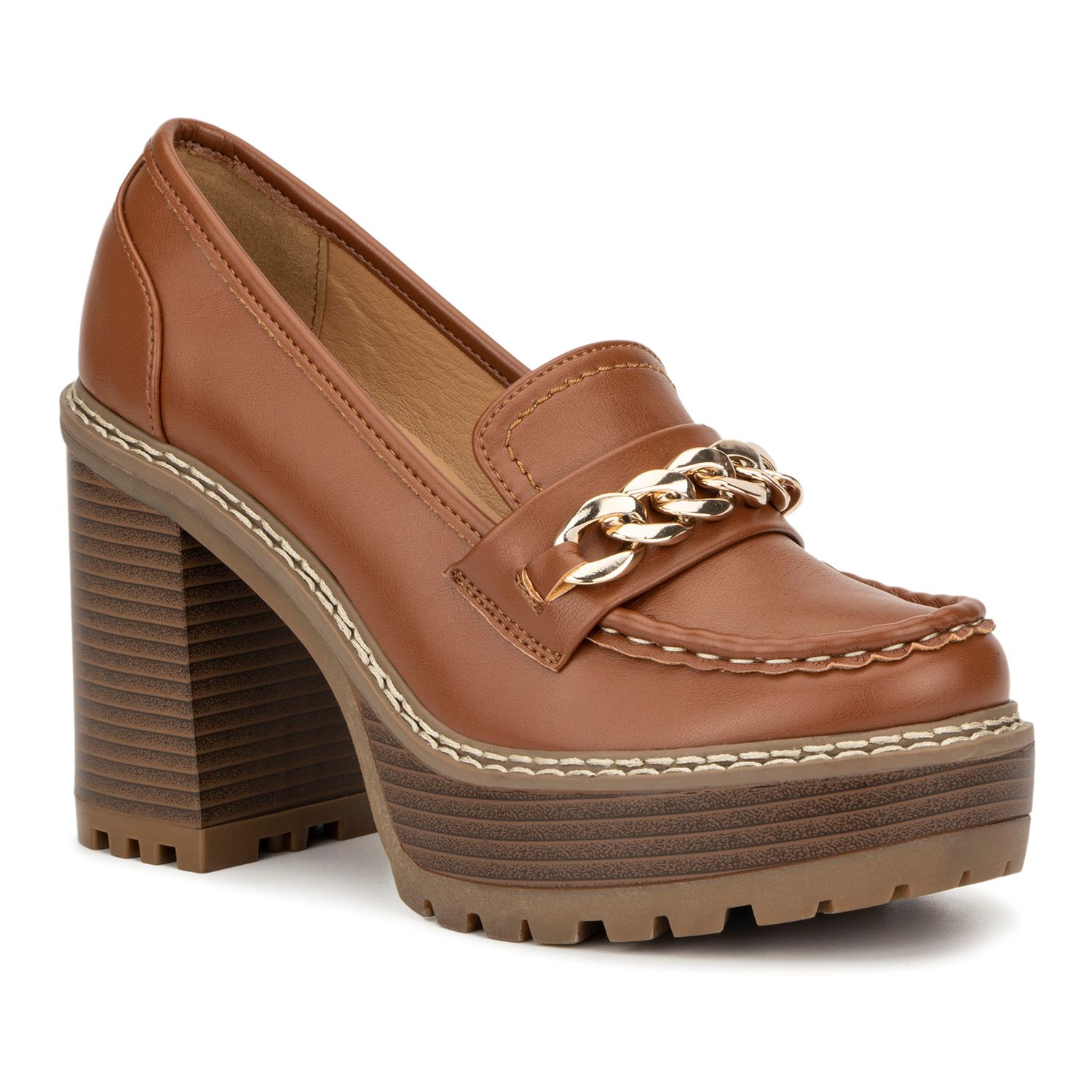 womens brown loafers with heel